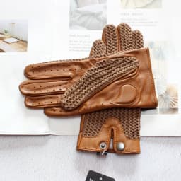 Goatskin Touch Screen Leather Gloves Women's Motorcycle Riding Unlined Four Seasons Thin Car Driving Full Finger Driver