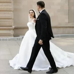Flavinke Customized Gorgeous Beaded Sequin Boat Neck Ball Gown Wedding Dresses Long Sleeves Court Train Tulle Bridal Gowns