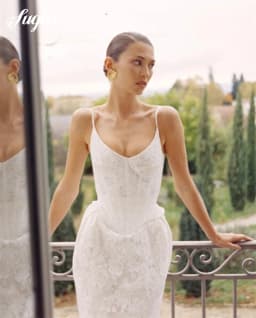 Customized White Lace Spaghetti Strap Wedding Dress Mermaid Lace Bridal Gown Elegant Mermaid Ankle-Length Wedding Gown 2026