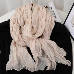 Solid Color 180*90cm Cotton Linen Scarf Retro Autumn Winter New Warm Silk Pleated Retro Thin Long Strip Shawl Men and Women's