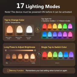 Egg Shape Baby Night Light for Breastfeeding Kids Gift 3 Color Temperatures 12 RGB Colors Skin Feel Touch Room Ambient Lighting