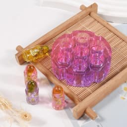 DIY Crystal Epoxy Mold 7 Holes Dices Fillet Resin Molds Silicone Mould Digital Game Crafts Round Gypsum Cement Mold Decor