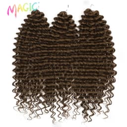 Magic 24 Inch Brown Blonde Deep Wave Synthetic Hair Bundles High Temperature Fiber Crochet Braiding Hair Extensions For Women
