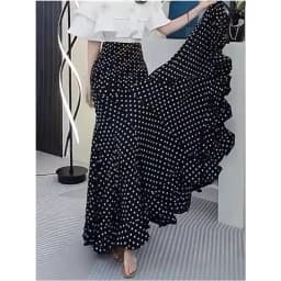 Elegant Black Polka Dot Fish Tail Skirt Women's Summer New Lightweight Luxury Style Half Skirt Drapey Wrap around Skirt