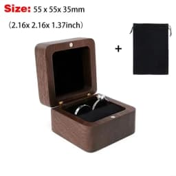 Personalized Natural Wood Ring Box Jewelry Ring Proposal Engagement Wedding Organizer Golden Marriage Lover Anniversary Gift