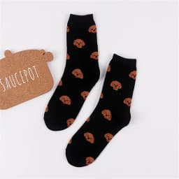 Unisex Funny Cartoon Dogs Head Socks Warm Soft Japanese Korean Cute Happy Puppy Husky Starling Dalmatian Teddy Cotton Sokken