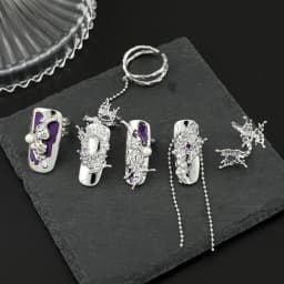Silver Color Trendy Fashion Nail Ring Armor Set Irregular Adjustable Open Rings Jewelry Accessory for Women Gift Idea