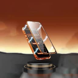 OUIO 360 ° Full Protection Metal Magnetic Double-Sided Glass Snap Lock Phone Case For IPhone 17 Pro Max 17 Air Pro Bumper Cover