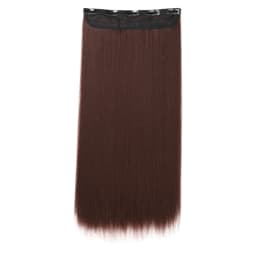 24Inch Synthetic Long Straight 5 Clips One Piece Invisible Hair Extensions Black Brown Hairpiece for Women