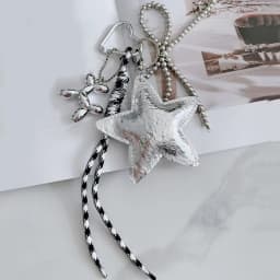 New Leather Star Bag Charm Cute Balloon Dog Rainbow Decorative Keychain Fashion Braided Rope Bag Pendant Accessorie