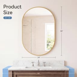 JHK Oval Wall Mirror with Metal Frame for Wall Modern Dressing Mirror Tempered Glass Bedroom Living Room Horizontal or Vertical