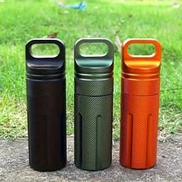 Backpack Attachment Outdoor Waterproof Storage Box Portable Medicine Bottle Aluminium Alloy Sealed Cylindrical Keyring Accessory
