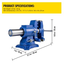 SucceBuy 6'' Jaw Width Bench Vise Double Swivel Rotating Vise Head/Body 360° 30Kn Clamping Force for Clamping Fixing Equipment