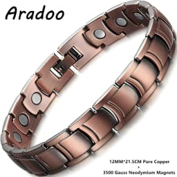 ARADOO Pure Copper Magnetic Bracelets for Men with Double-Row Strong Magnets Bracelet Jewelry Gifts