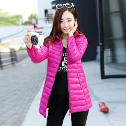 Fall Winter Lightweight down Jacket Long Slimming Large Size Fashionable Cotton Coat Warm Outerwear Commute Korean Style