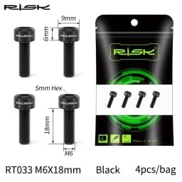 RISK 4PCS M6x16/18/20mm Bicycle Disc Brake Fixed Bolts with Washer Titanium Mountain Bike Brake Caliper Clamp