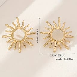 1 Pair Fashion Temperament Elegant Sun Flower Stud Earrings for Women Suitable Individuation Party Wedding Jewelry Birthday Gift