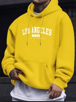 Los Angeles Usa Print Men_s Long Sleeve Drawstring Print Hoodies Tshirt COTTON For Men Casual Autumn Winter