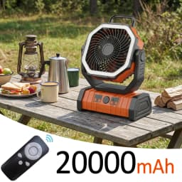 50000mAh Rechargeable Camping Fan with LED Light Remote Control Outdoor Hanging Fan for Tent Fishing Hurricane - 100H Runtime