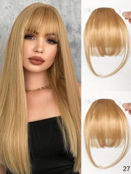 Thin Blunt Bangs Clip-On Synthetic Hair Extension Natural Looking Instant Hairstyle Quick Style Hairpiece Daily & Party