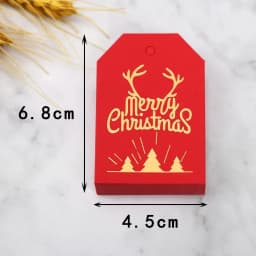 50pcs Merry Christmas Gift Tags Red White Paper Cards Labels Xmas New Year Party Bags Boxes Packaging Hang Tag Navidad Supplies