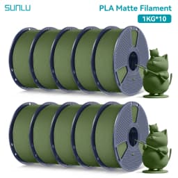 SUNLU 10Roll PLA Matte Filament 1.75mm 1kg Spool (2.2lbs) Smooth Matte Finish Neatly Wound Filament Fit Most FDM Printer