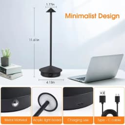 Dimmable LED Table Light 3 Color Options Rechargeable Ambient Night Lamp for Bar Counter Bedroom Bedside Home Decor Lighting