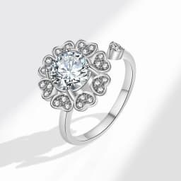 SMJEL Flower Shiny Rhinestone Rotatable Fidget Spinner Ring for Women Anti Anxiety Butterfly Animal Design Anti Stress Accessory
