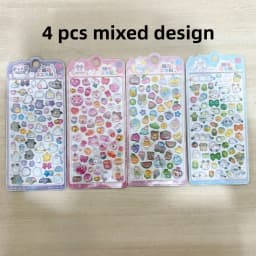 1 pc/4 pcs Kawaii Fruit Dessert Animals Sweet 3D Relief Stickers Scrapbooking Diy Journal Cute Stationery Sticker School Gift