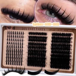 300D-60DLash Clusters With Spikes & Bottom Lashes Fluffy Volume Manga Natural Spiky Cluster Manga Lash D Curl Individual Lashes