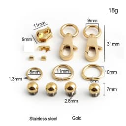 1-5Sets Gold,Silver Stainless Steel Rectangle Eyelets Hanger Clasp Locks For Women DIY Handbags Shoulder Purse Bags Accessories