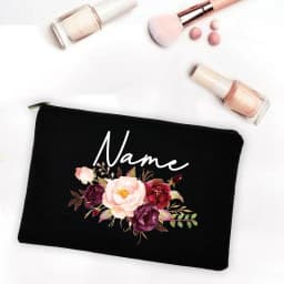 Bridesmaid Teacher Mother Gift Personalized Custom Name DIY Wedding Party Canvas Makeup Case Cosmetic Bags Zipper Toiletry Pouch
