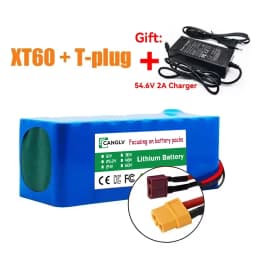 High-Capacity 13S2P 48V 7000mAh 18650 Lithium Battery Pack for Electric Vehicle Motorcycle DIY Kit with 15A BMS 54.6V 2A Charger