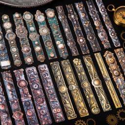 1pack/2pack 6 Designs Punk Border Series Stickers Vintage Embossed Long Hard Card Decals Collage Decoration Material Stationery
