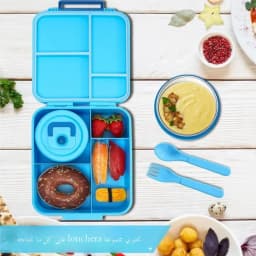 Bento Lunch Box with Soup Thermo Jar, Leakproof 4 Compartment Lunch Food Containers, Thermo Insulated Hot Food Jar for School