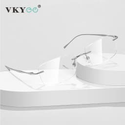 VICKY New Ultra-light Titanium Reading Eyeglass Frames Men Fashion Simple Rimless Myopia Glasses Customized Prescription Glasses