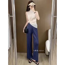 Miyake Pleated Loose Plus Size Pants Female 2025 Summer New High-end Thin Wide-leg Casual High Waist Pleated Straight Pants Thin