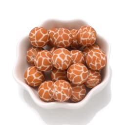 10Pcs 15mm Colorful Print Leopard Pattern Silicone Beads Ball Shape Teething Jewelry Beads For Teether Pacifier Chain Necklace