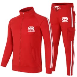 Men Ecko Unltd Rhino Print Tracksuit 2 Piece Set Striped Zip Up Stand Collar Jacket Cargo Jogger Pants Hip Hop Streetwear Sports