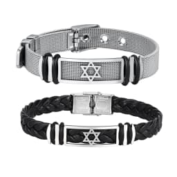 Hexagram Watch Strap Bracelet for Men,Stainless Steel Star of David Wristband,Trendy New Jewelry Gift