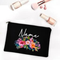 Bridesmaid Teacher Mother Gift Personalized Custom Name DIY Wedding Party Canvas Makeup Case Cosmetic Bags Zipper Toiletry Pouch