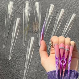 3XL Full Cover False Long Stiletto Nail Tips Sculpted Clear Press On Artificial Fake Nails Manicure Salon Supply 120pcs