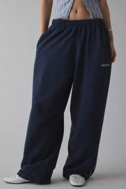 Spring Autumn New Pink Embroidered Casual Pants For Women Loose And Comfortable Straight Elastic Waist Trousers 2026
