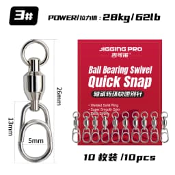 JIGGING PRO Stainless Steel Ball Bearing Swivel Quick Snap Fishing Accessories Professional Fishing Tackle