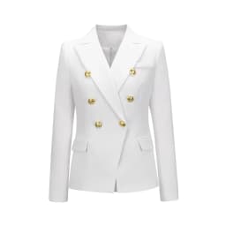 High-end Classic Women's Blazer Double Row Metal Buttons Women's Sports Top Coat Short Formal Work Clothes Women Office Clothing