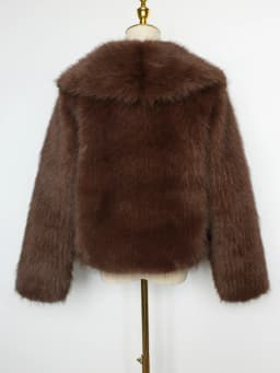 Women Faux Fur Coats Solid Short Jackets Big Turn Down Collar Long Sleeves Open Stitch Straight Fit Casual 2025 Autumn Winter