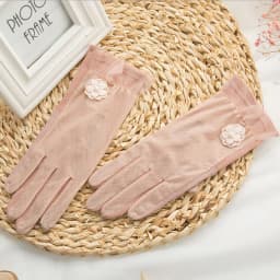 Sexy Summer Women UV Sunscreen Short Sun Screen Pearl Flowers Gloves Thin Ice Silk Lace Touch Screen Viscose Driving Gloves J53