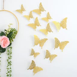 NEW 12Pcs 3D Hollow Butterfly Wall Sticker Home Decoration Kids Room Party Wedding Decor Rose Gold Butterfly Fridge DIY Stickers