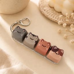 Cute Cat Relax Button Keycap, Kawaii Cat 4-Key Keyboard Fidget Toy for Friends Gift, Portable Fidget Keychain Fashion Bag Charm