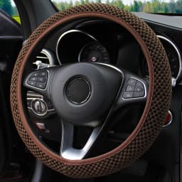 Summer Four Seasons Breathable Massage Comfortable Mesh Cloth Car Steering Wheel Cover Women's Car Accessories Black